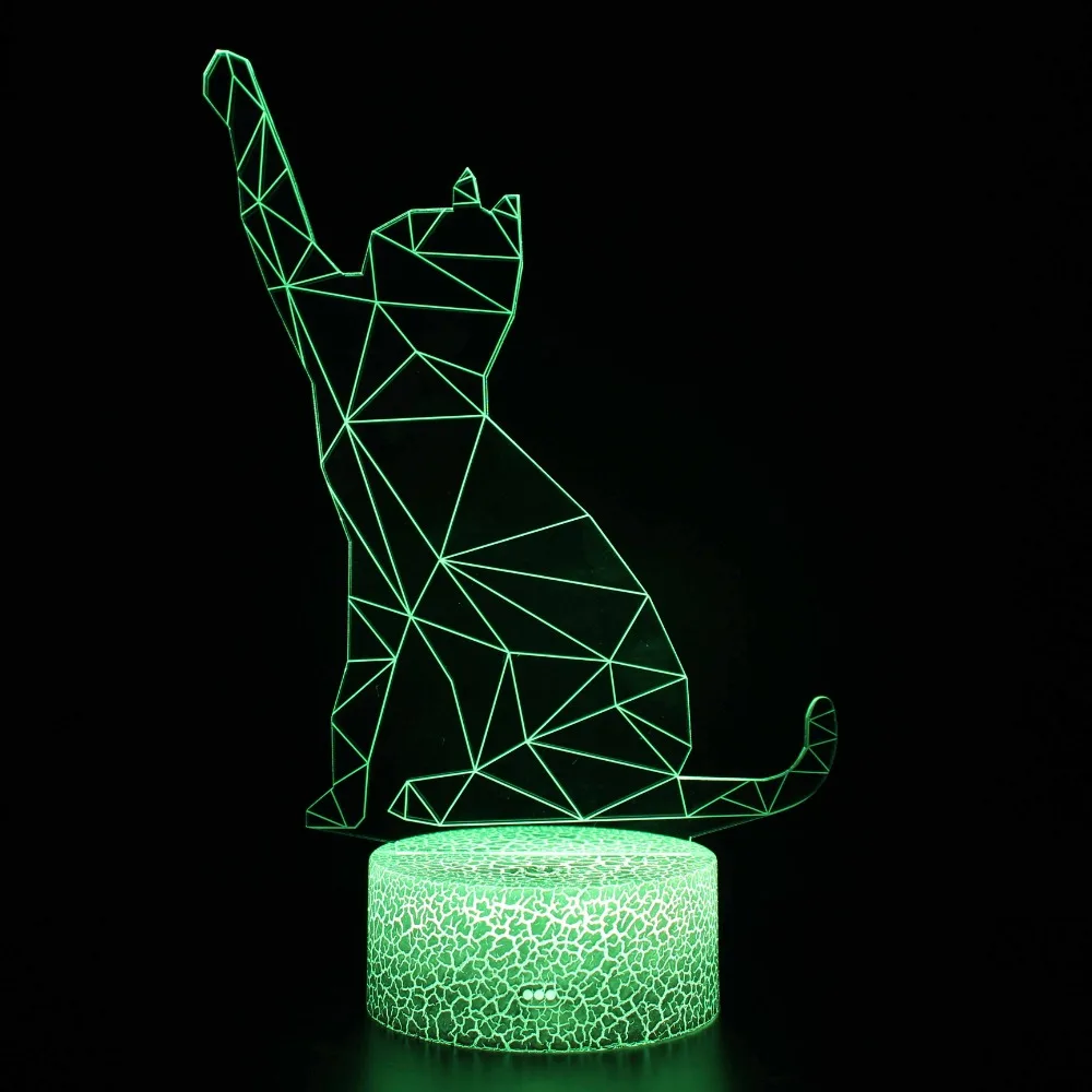 Acrylic Cat 3D Lamp LED Night Light for Kids Room Decor Bedside Lamp 7 Color Change Birthday Gifts for Boys Girls Kids Cat Lover