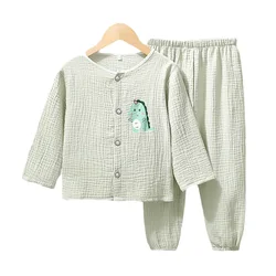 Boys Girls Suit Clothes  Baby Muslin Cotton Home Wear Outfit Set Kids Long Sleeves Pajamas Tops+Pants Soft Pajamas 2PC 0-12T