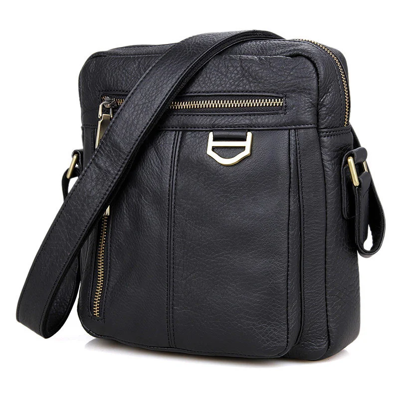 

Genuine leather shoulder bag masculina soft cowhide men's crossbody bags real cow messenger casual black