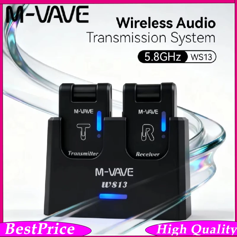 M-VAVE WS13 Wireless Guitar System 5.8GHz Digital Lossless Audio Transmitter And Receiver for Electric Acoustic Guitar Bass