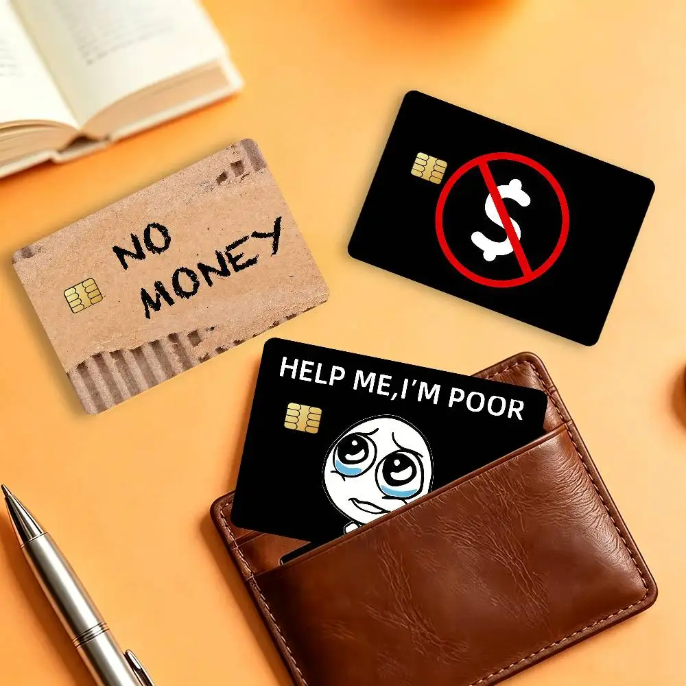 No Money Credit Skin Cover Card Stickers 4PCS Film Bus Pass Front Decoration Bank Debit Waterproof