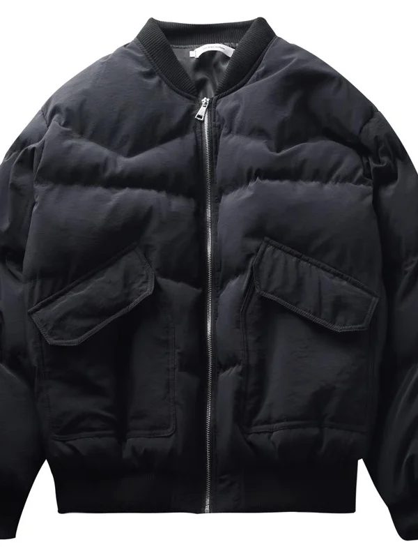 

Thiened American Sle Flight Jaet Cotton Coat Men's Autumn Winter Faion Urban Sle Stand Collar Baseball Coat