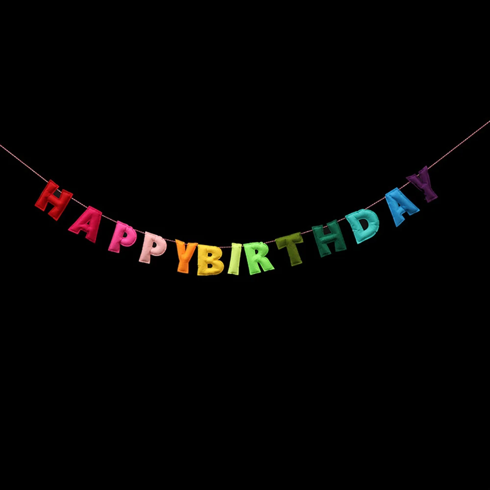 Newborn Photography Props Felt Happy Birthday Banner Colorful Garland Baby 1stBirthday Party Decor Milestone Photoshoot Backdrop