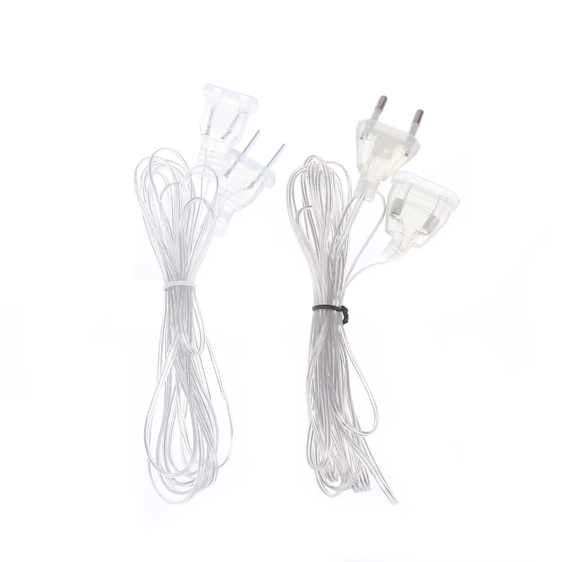 3M Transparent Power Extension Cord 220V 110V EU US String Wire AC Standard Switch Cable For Xmas New Year Party String Light