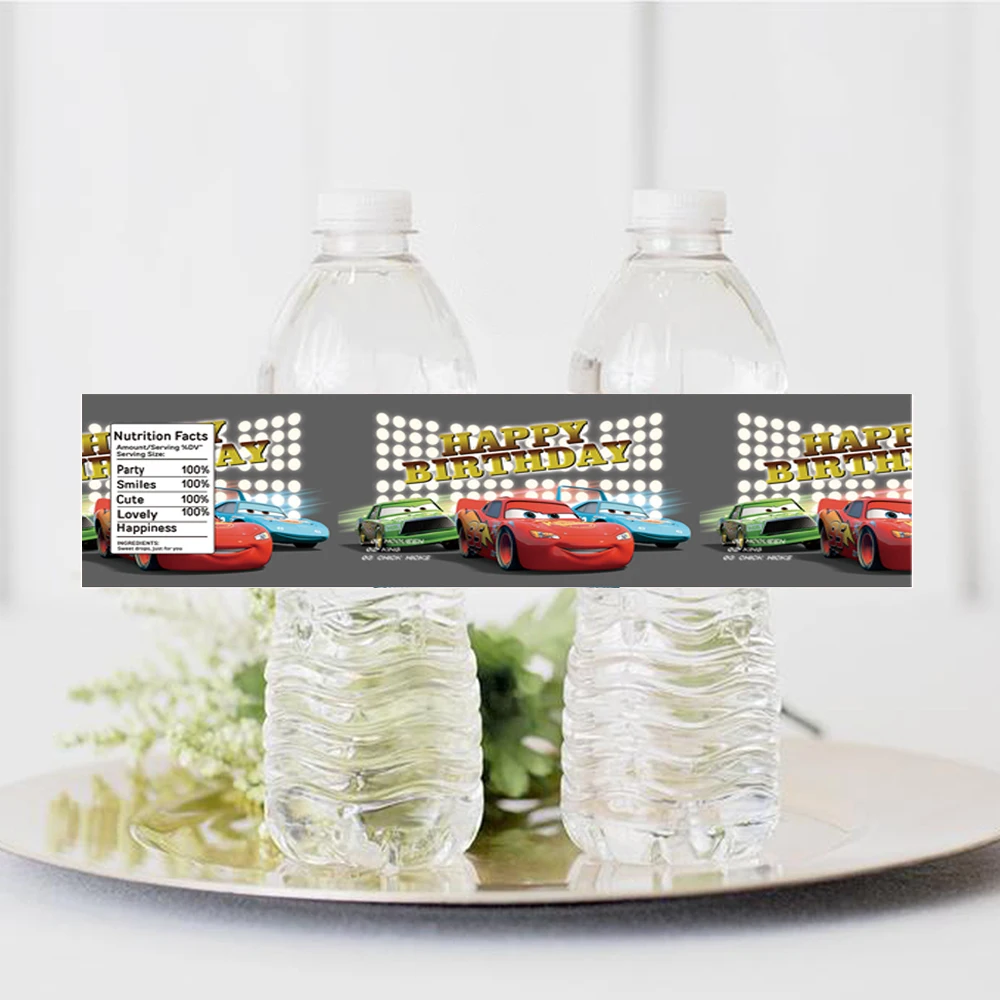 Racing Water Bottle Packaging Label Lightning McQueen Birthday Party Juice Champagne Sticker Packaging Children's Birthday Gift