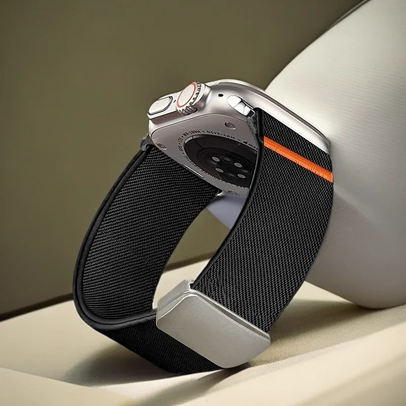 Magnetic Sport Strap For Apple Watch Ultra2 Band 49mm 45mm 46mm 44mm 42 41 40mm Nylon Correa Bracelet IWatch 10 9 8 7 6 5 4 SE
