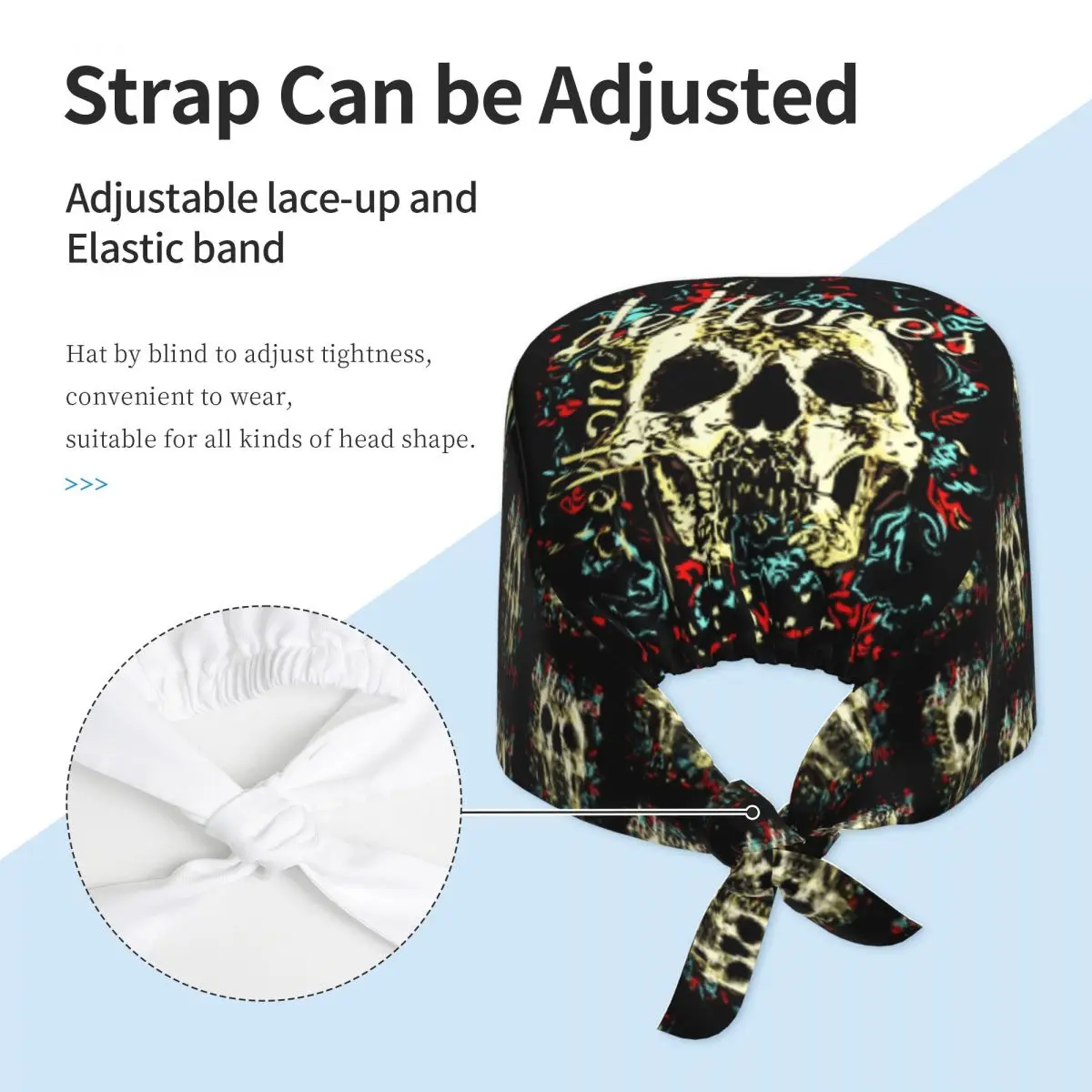 Banda de metal deftones respirável esfrega chapéu cirúrgico esfrega bonés unisex enfermagem chapéus de cabelo trabalho esfrega chapéu para farmácia hospitalar