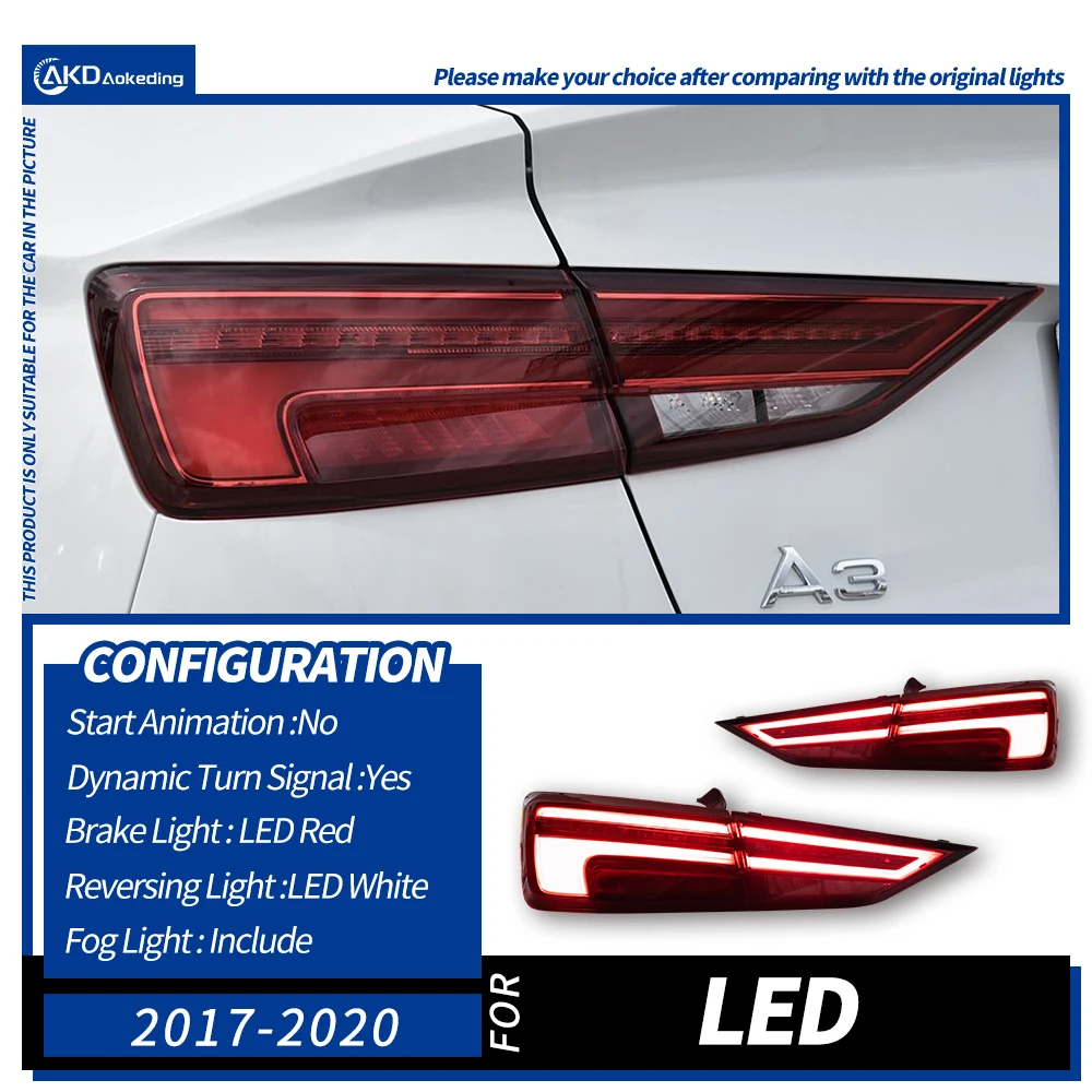 Audi A3 8V Limousine Sedan 2013-2020 Led Auto Achterlicht Assemblage Upgrade Dynamische Richtingaanwijzer Lamp Accessoires