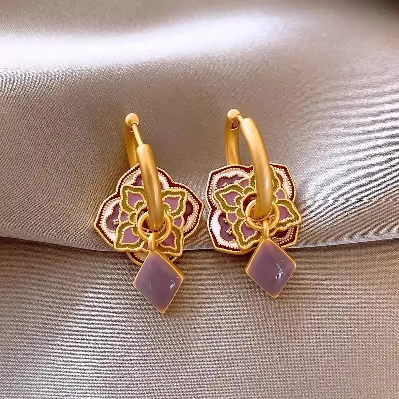 Moderne Boho Sieraden Elegante Temperament Kleur Bloem Oorbellen Voor Vrouwen Vrouwelijke Geschenken Delicaat Ontwerp Ooraccessoires