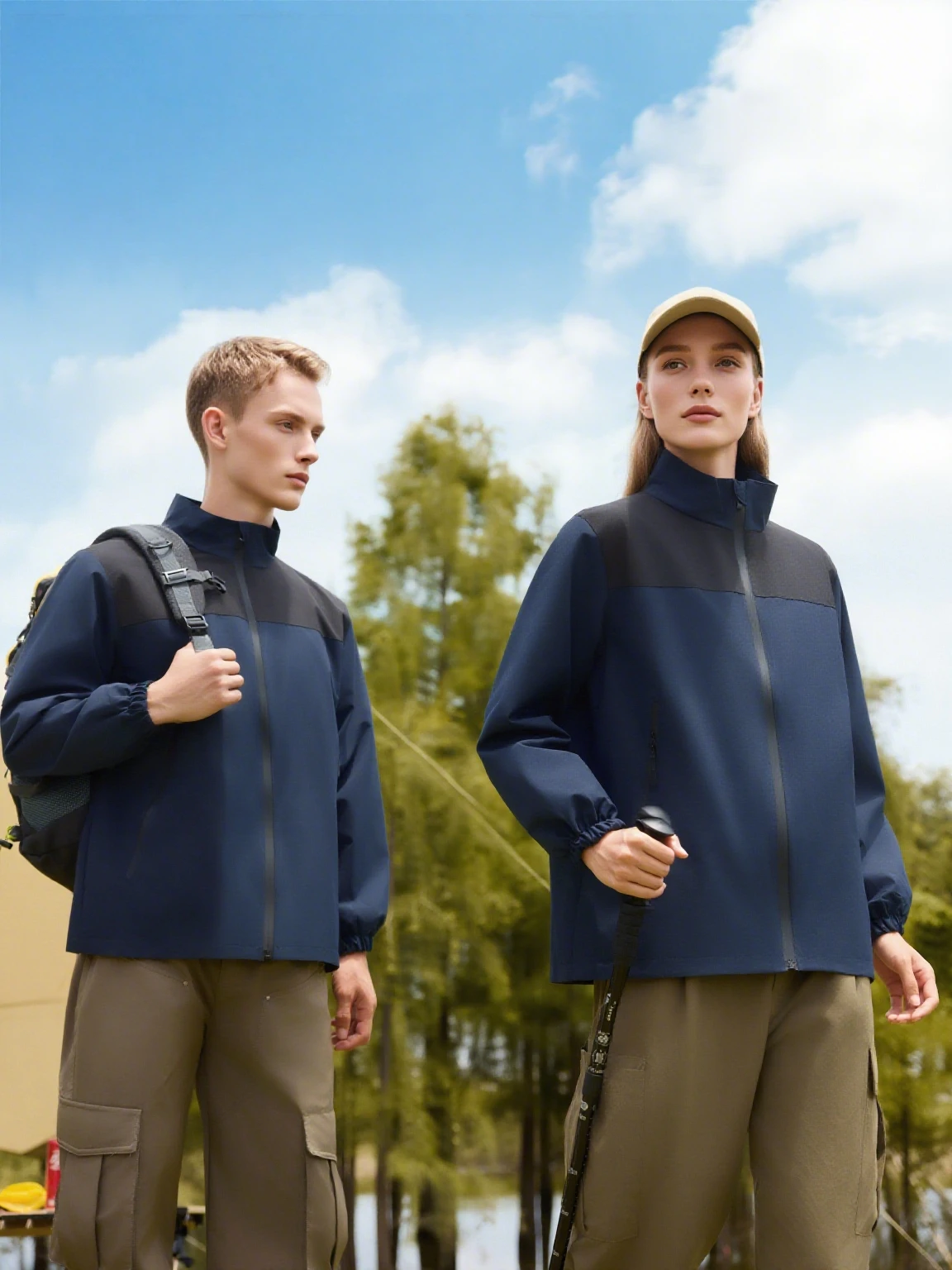 

Men's and Women's Fashion Outdoor Jacket Spring and Autumn Windproof Stand-up Collar Long-sleeved Zipper Coat Luxury Brand Top