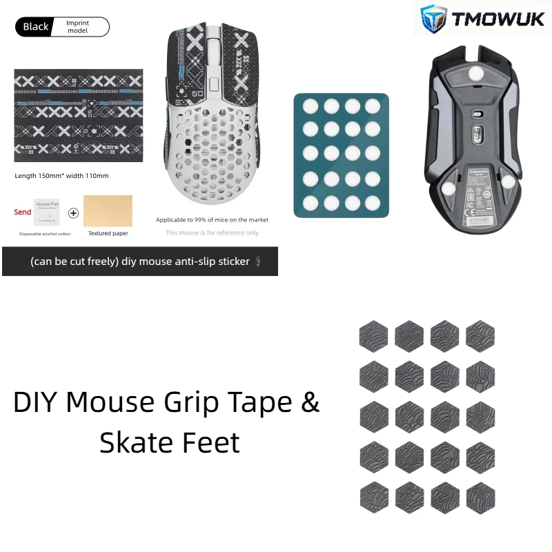 Full Coverage Universal DIY Mouse Grip Tape Skate Feet Set Sweat Resistant Anti Slip Stickers Easy For GPW4 Razer X-Raypad Mice