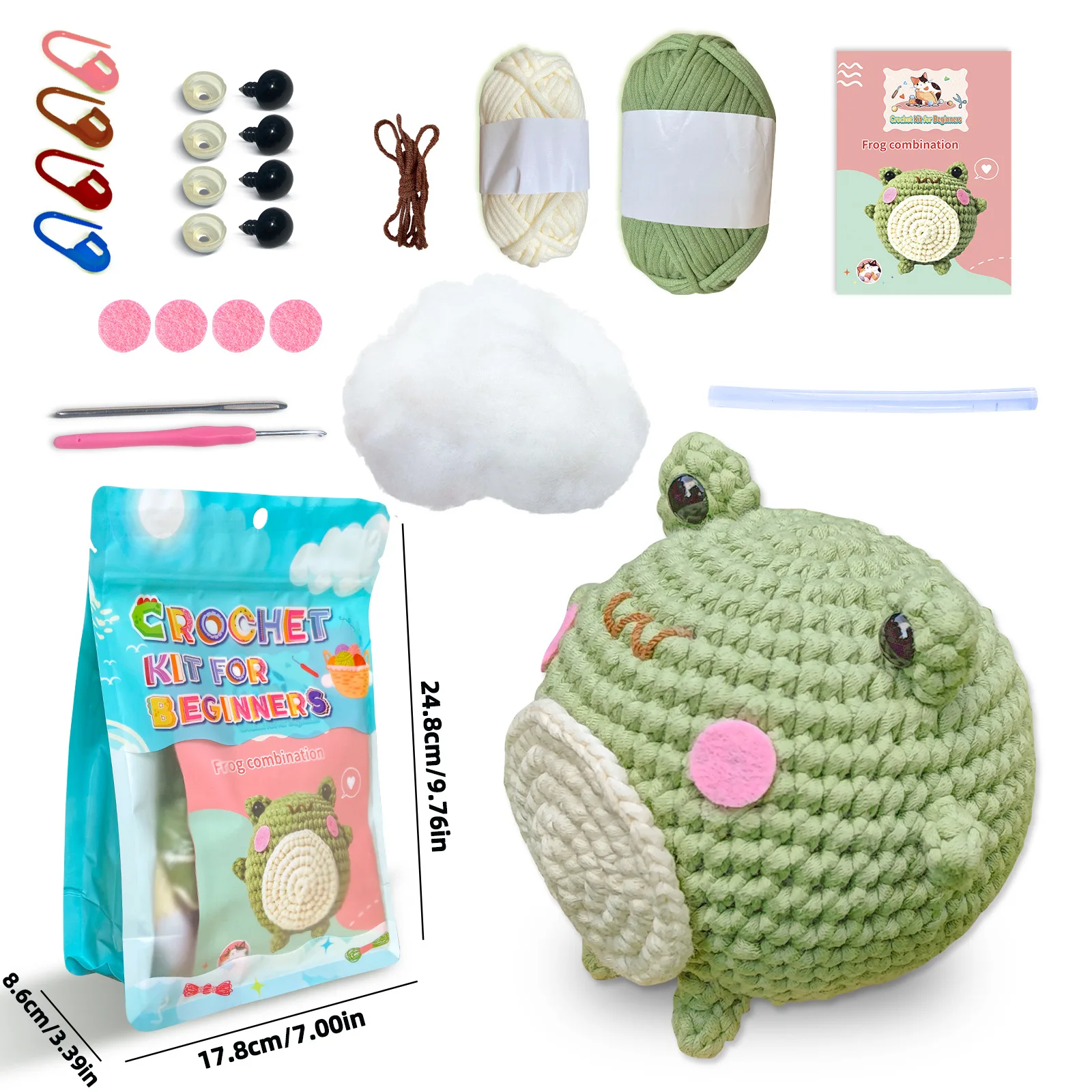 Cute Frog Doll Crochet Fabric Bag DIY Knitting&Crocheting English Tutorial Picture Easy To Get Started With