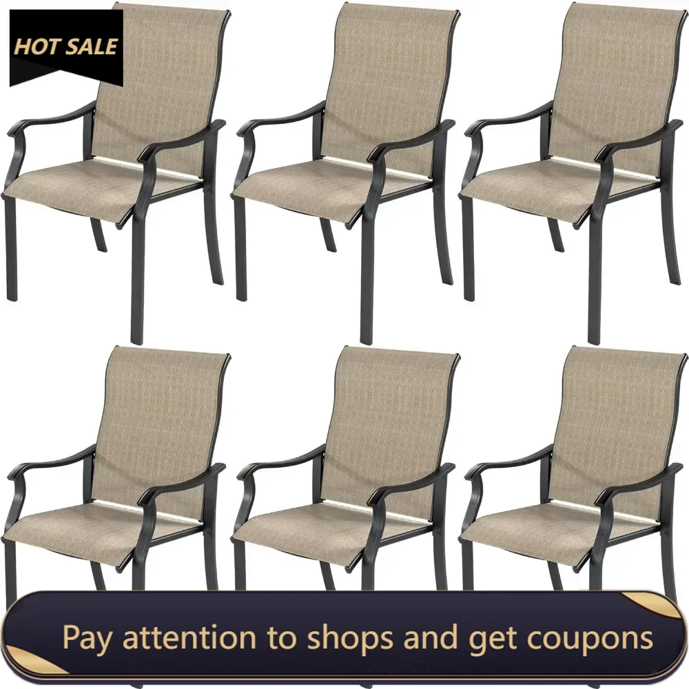 

Metal Frame for Lawn Garden Backyard Deck Portable Chair Patio Dining Chairs Set of 6 Patio Furniture Chairs With Armrest Picnic