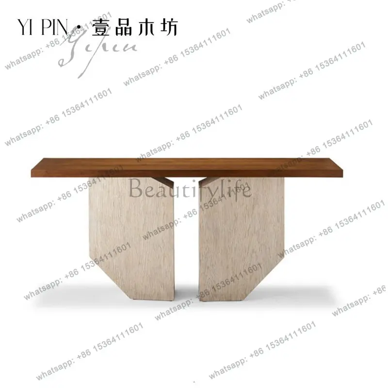 Mid-century solid wood entrance table, special-shaped living room, retro decorative table