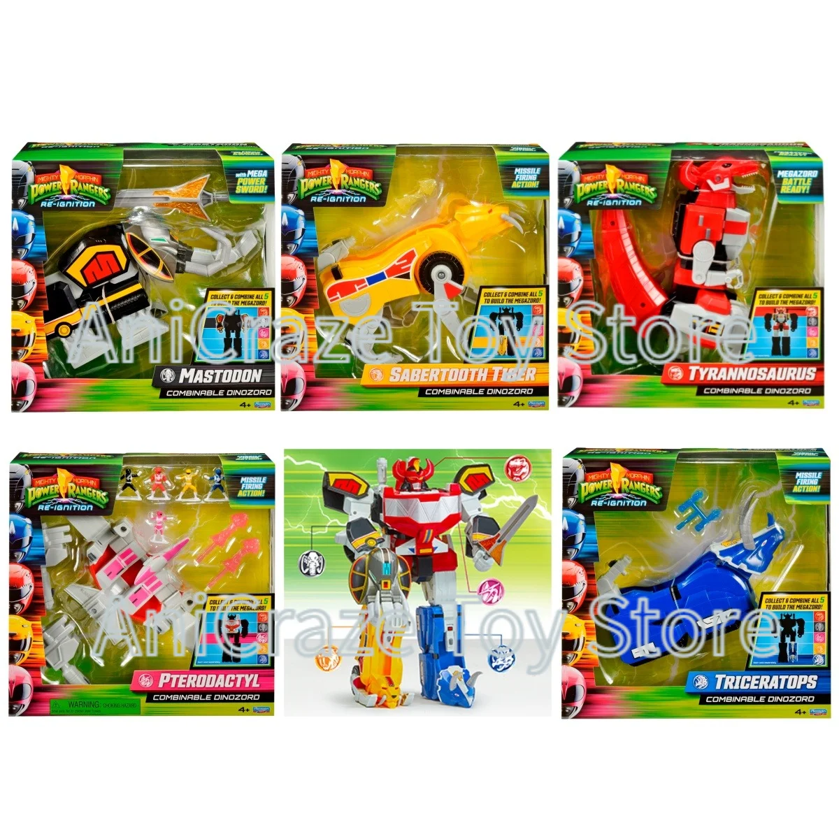 Anime Mighty Morphin Power Rangers Megazord Collection Zords Combinable Action Figure Model Tyrannosaurus Rex Dinozord Toys