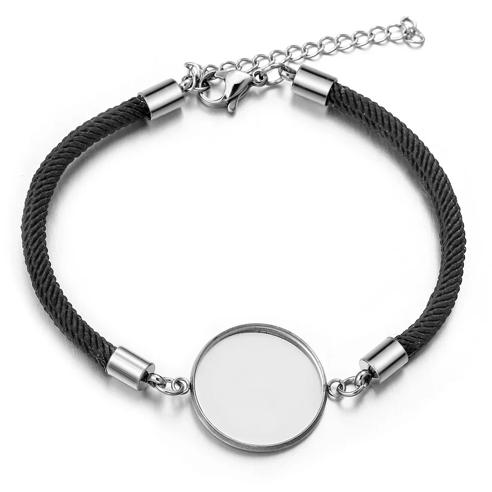 5 pz Braccialetti In Acciaio Inox Base Rotonda Cabochon 20mm Cammeo Per I Braccialetti Vassoio Spazi Lunetta Impostazioni Gioielli FAI DA TE