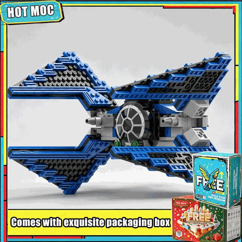 359PCS MOC Sci Fi Space Fighter Interceptor Model Building Blocks Creative DIY Assembly Educational Collection Display Toy Gift