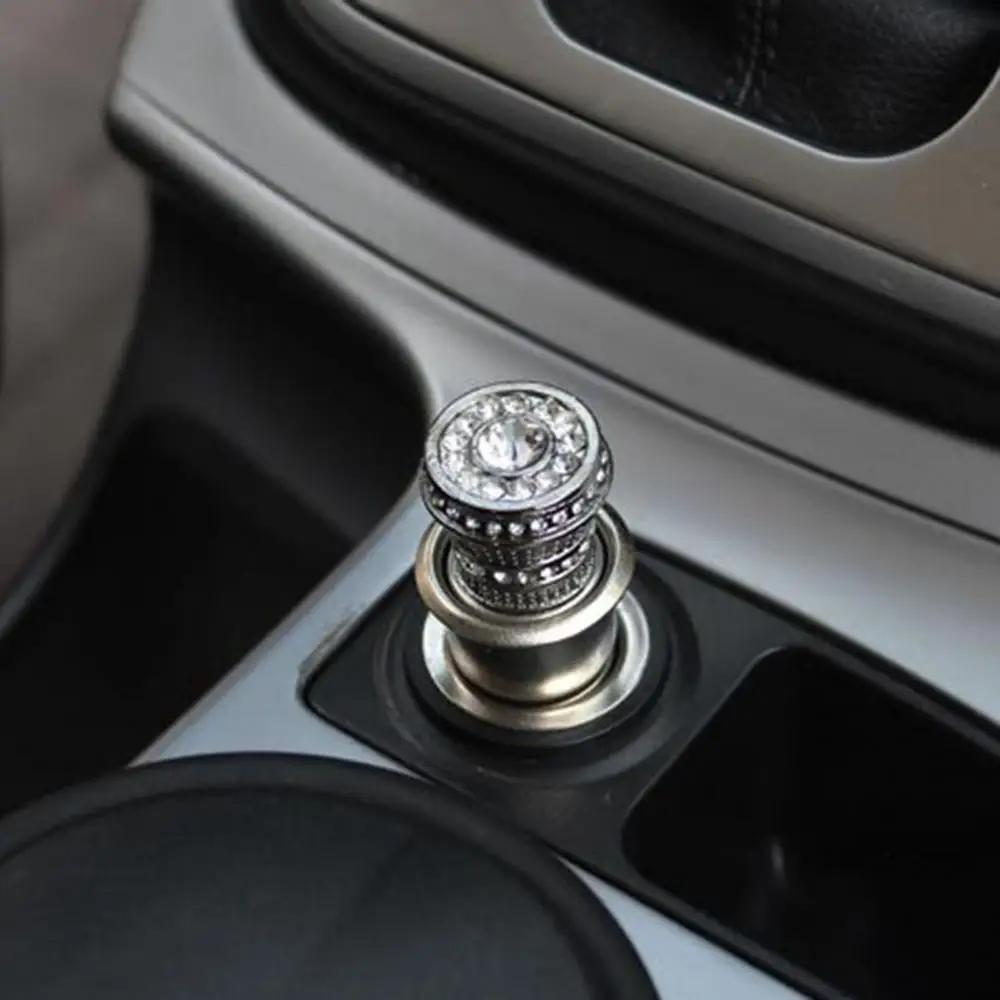 Universal Stylish Bling-Car Power Plug Socket Plug Outlet Power 20mm Faux Crystal Cigarette- Lighter Heater Sparkling Auto Decor