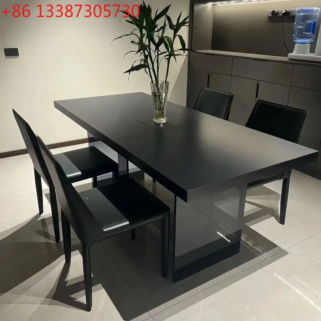 Household Italian rock slab dining table rectangular modern simple bottom hanging rock slab acrylic dining table