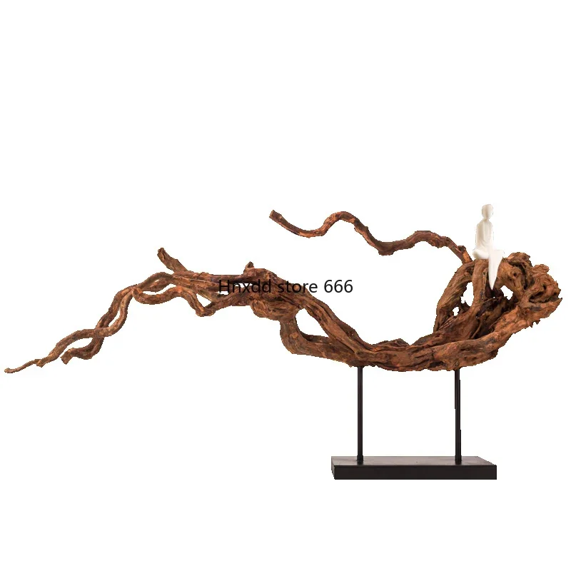 Natural tree root Rhododendron root withered wood carving tea room tabletop zen decorative art