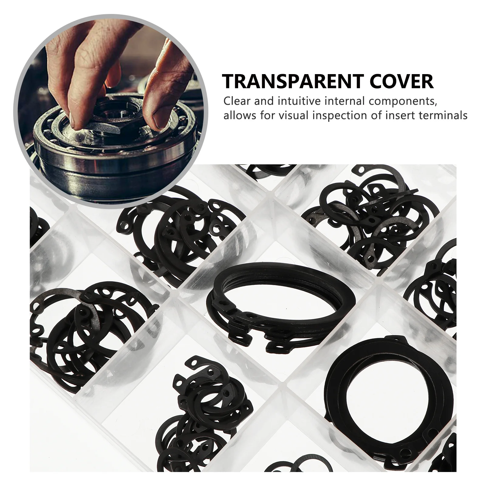 

225pcs External Circlip Retaining Ring Set Steel Snap Rings For Shaft Bearing Gear Pulley Repair Tools Assortment Case