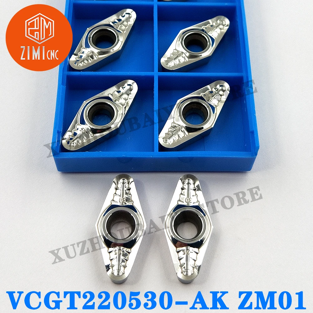 10PCS VCGT220530-AK ZM01 Aluminum Turning Inserts Carbide Blade cnc Lathe Cutter Aluminum Copper Tool