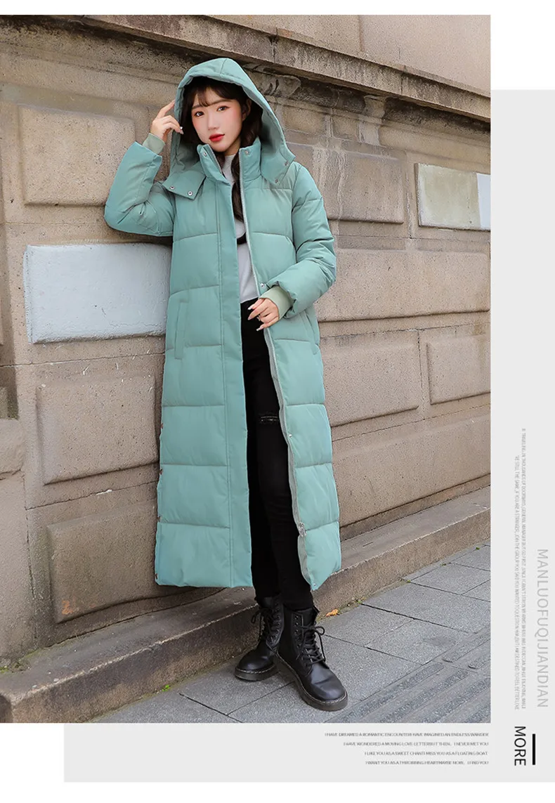 Black Hooded Jacket Coat 2026 Winter Female Thicken Medium Length Down cotton Loose Coats Women's Windproof Long Parka Overcoat