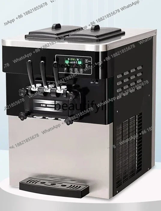 آلة الآيس كريم المكتبية a56 آلة الآيس كريم الأوتوماتيكية التجارية بثلاثة ألوان ، آلة الآيس كريم