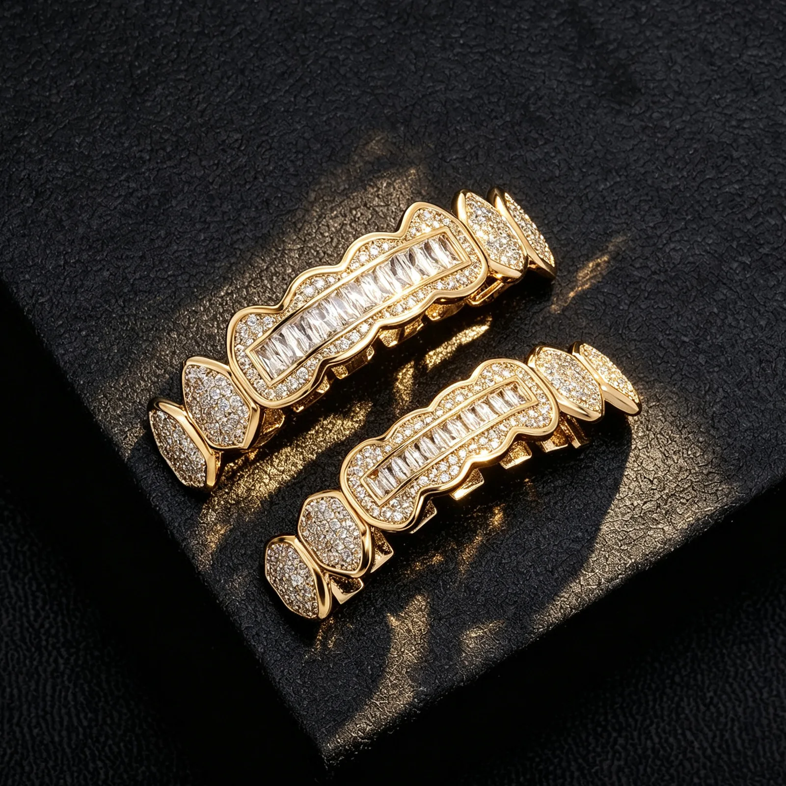 T Bar CZ Grillz Teeth Jewelry Gold Plated Hip Hop Mouth Grillz 8 Teeth Iced Out Tooth Accessories Streetwear Fashion