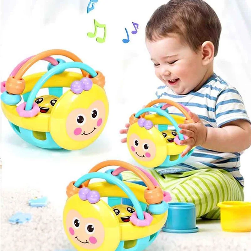 Colorful Bee Baby Soft Glue Rattle Bed For Babies Sooing Hand Educational Toy Children