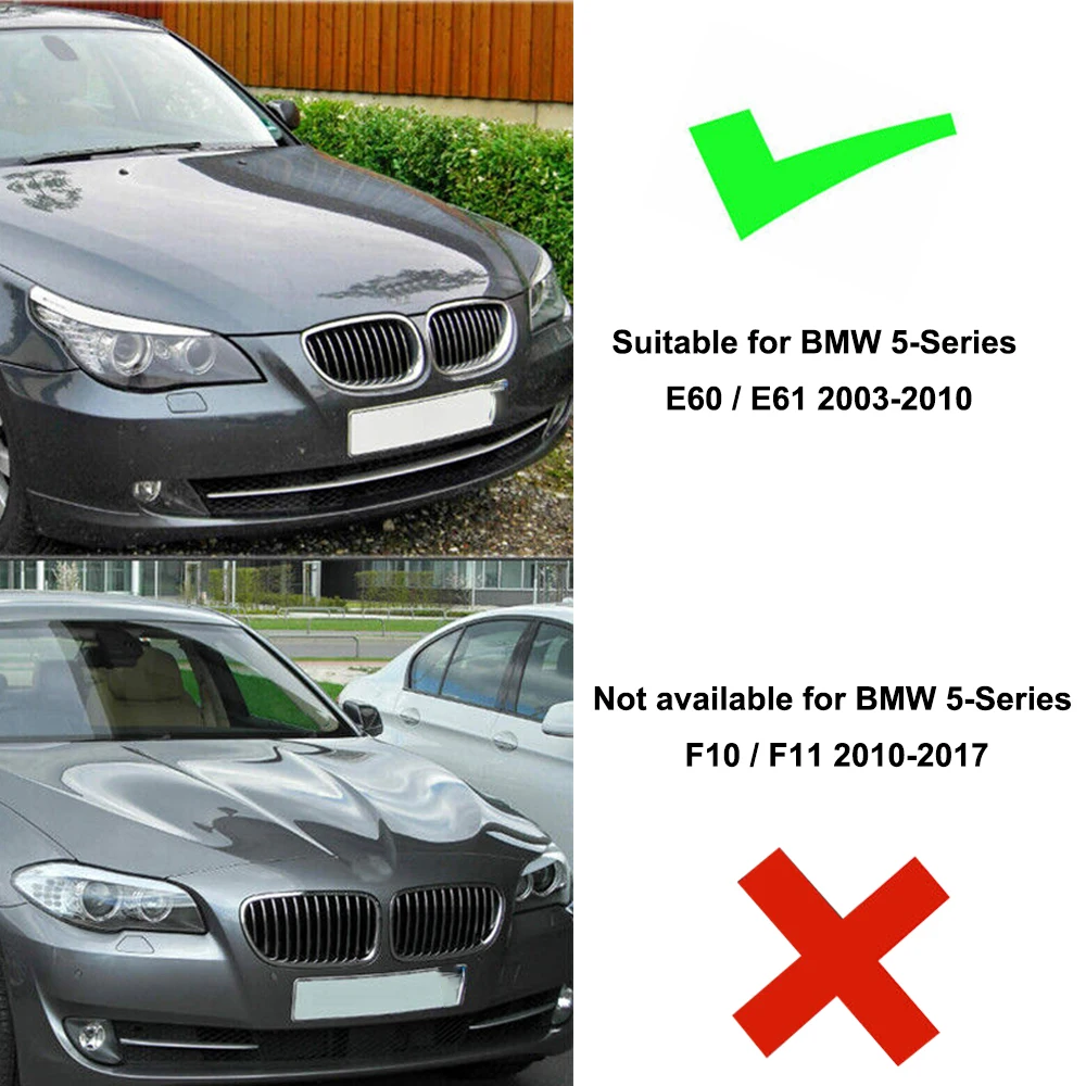 BMW、レーシンググリル用フロントバンパー,光沢,マット,ブラック,e60,e61,m5,シリーズ5,2003, 2004, 2005, 2006, 2007, 2008, 2009 2個