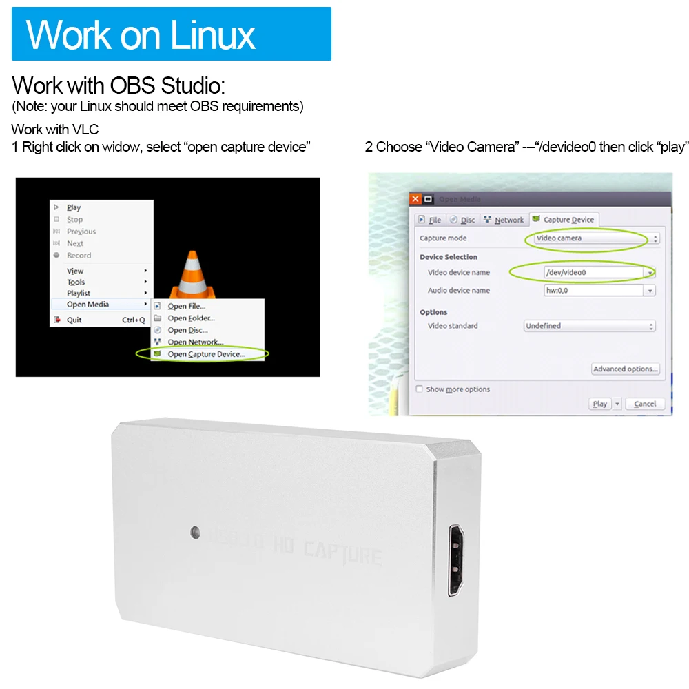 USB 3.0 HD Capture Card Video Game Recorder 1080P Live Streaming Converter Plug and Play for XBOX One PS3 PS4 WII U