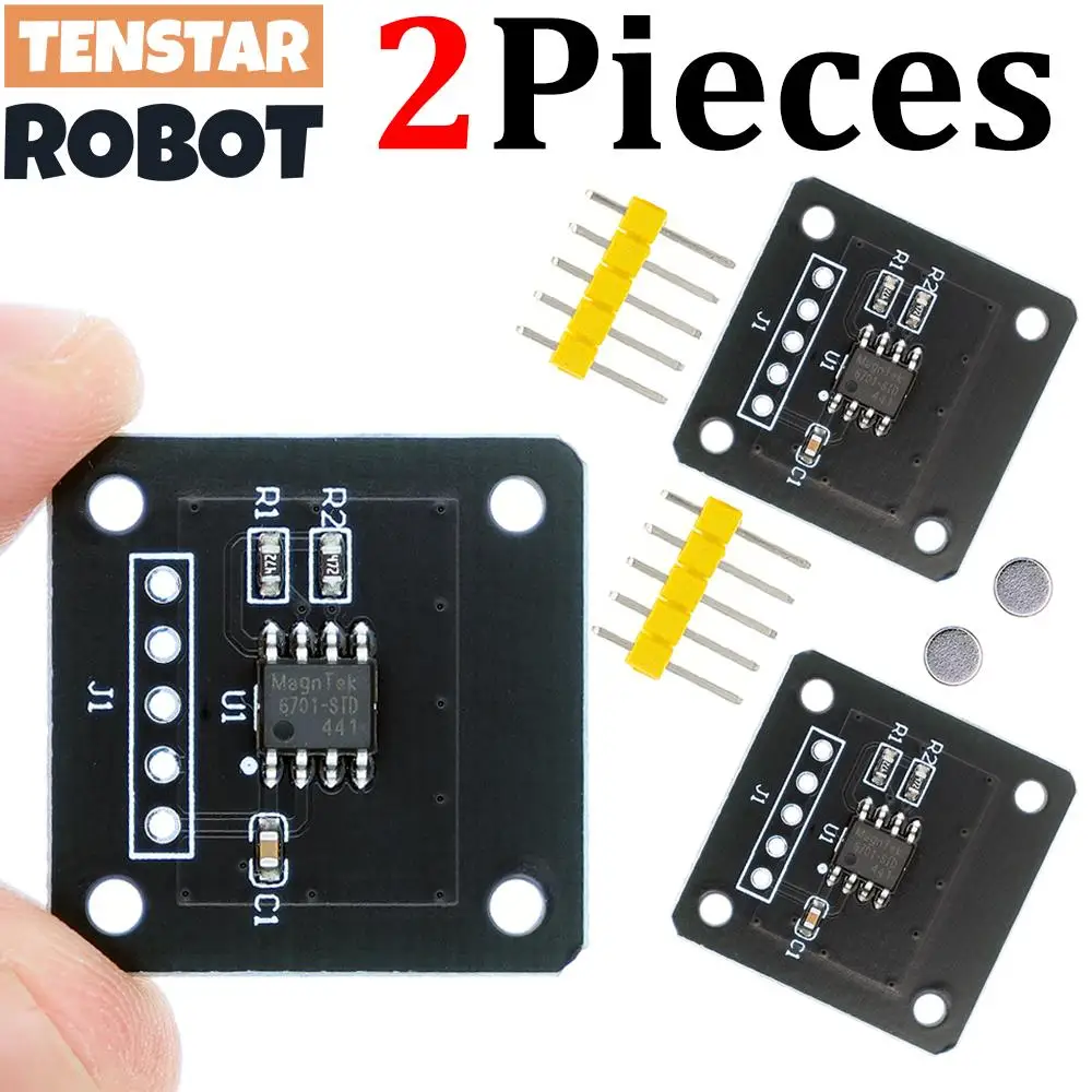 TENSTAR 2pcs MT6701 Black board Magnetic Encoder Magnetic Induction Angle Measurement Sensor Module 14bit High Precision