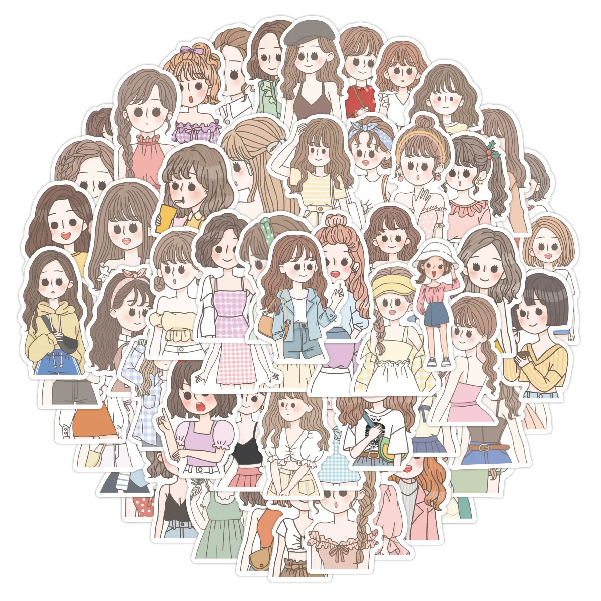 10/30/60 قطعة الكرتون فتاة الهريس حتى ملصق لطيف جمع الكتابة على الجدران مقاوم للماء الأمتعة مقصورة دمية ملصقات ديكور لتزيين الغرف