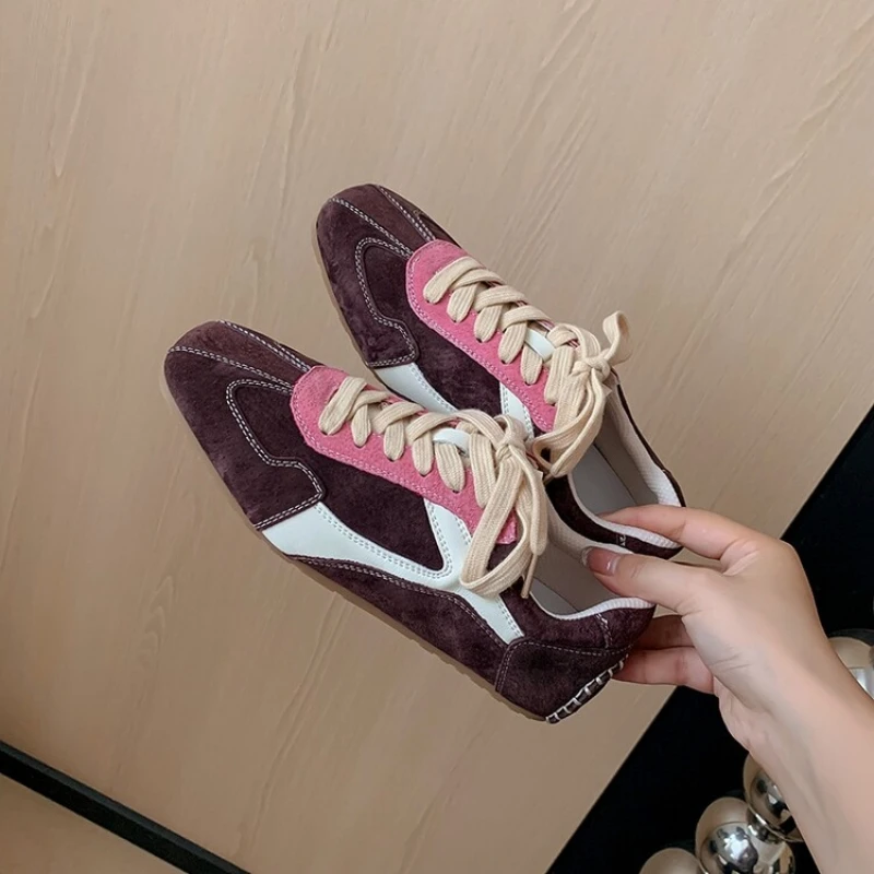 Japanese and Korean French flat casual shoes for women's spring and summer fashion lace up walking sports shoes women's shoes