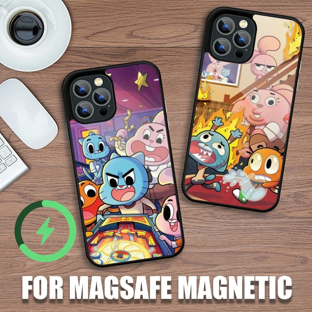 Cartoon A-Amazing World of G-Gumball Phone Case For iPhone 11 12 13 14 15 Plus Pro Max Charging Magsafe Magnetic Wireless Cover