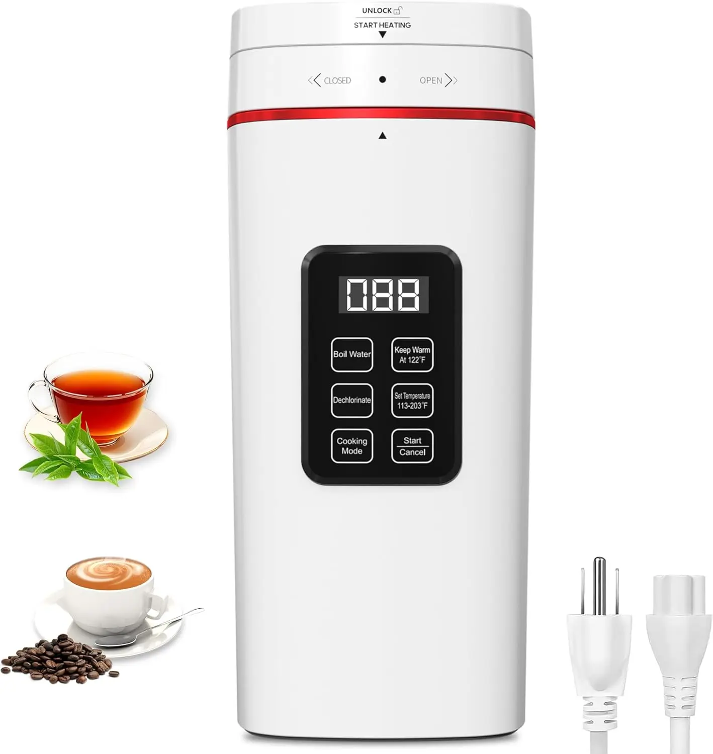 

Portable Electric Kettle 304 Stainless Steel LED Temperature Control BPA-Free Auto Shut-Off