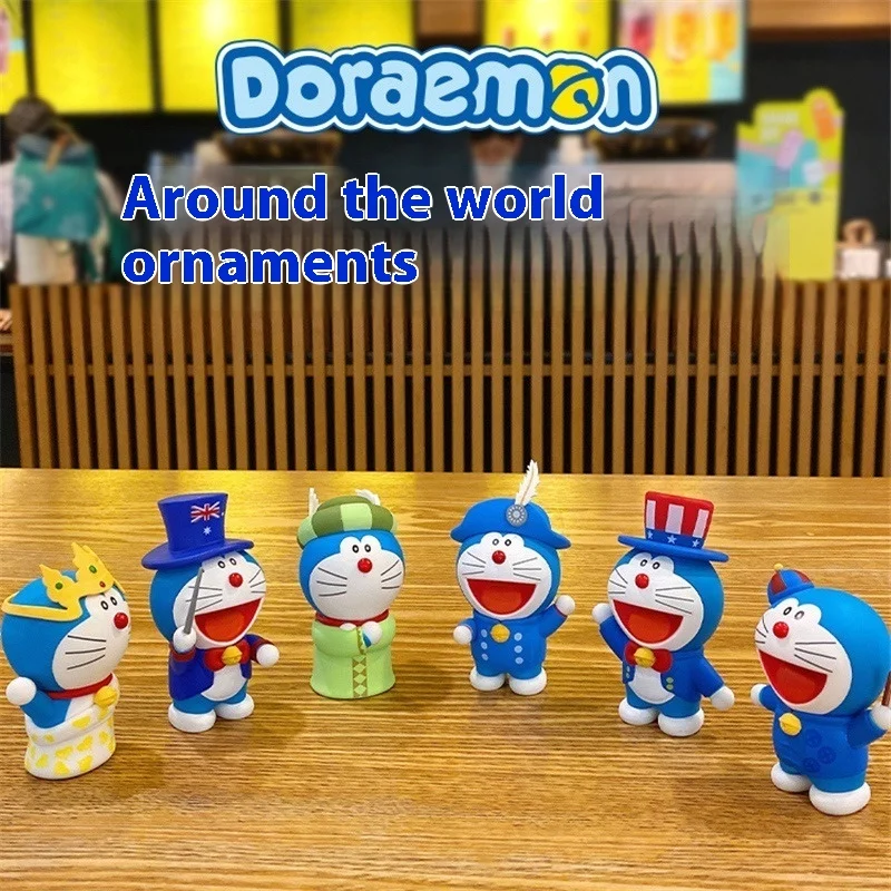 Authentic Doraemon World Tour Blind Box Doll Cartoon Trendy Play Handmade Toy Doll Car Decoration Gift