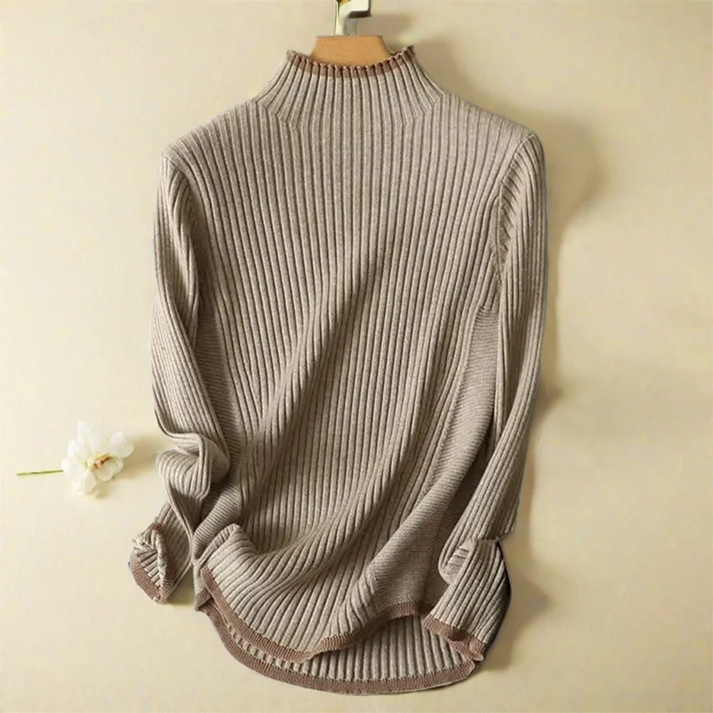 

Mock Neck Knit Soft High Strecth Pullover Slim Thick Casual Long Sleeve Women's Sweater Female Sweaters Woman Clothing Fashion