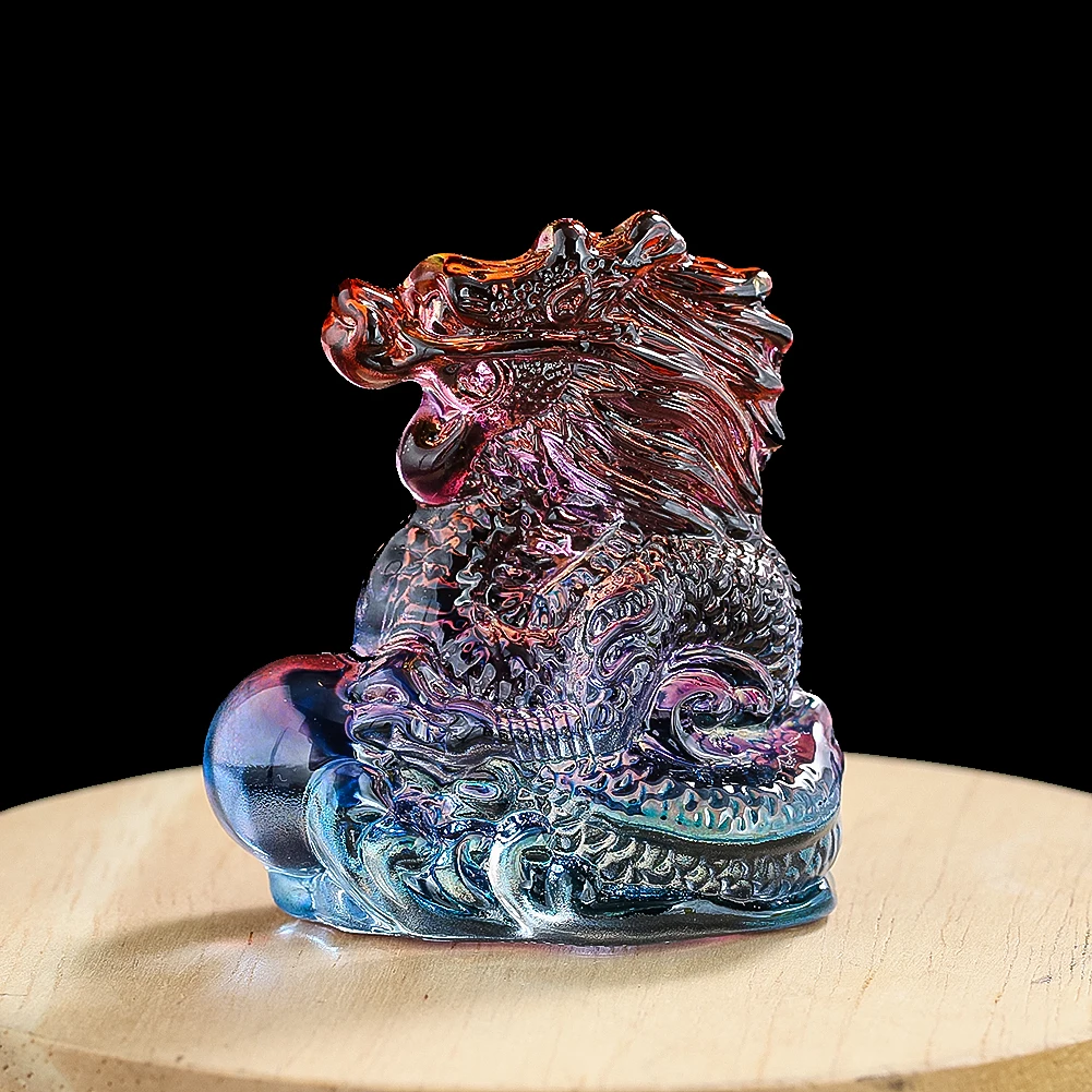Figuritas de dragón del zodiaco chino, miniaturas de cristal, artesanía de decoración, Feng Shui de la suerte, Animal mítico, pisapapeles, decoración del hogar