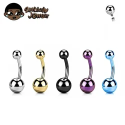 F136 Titanium Pierced Navel Ring Classic Gothic Waist Bead 14G 14mm Internal Thread Belly Piercing Anodized Piercing Jewelry