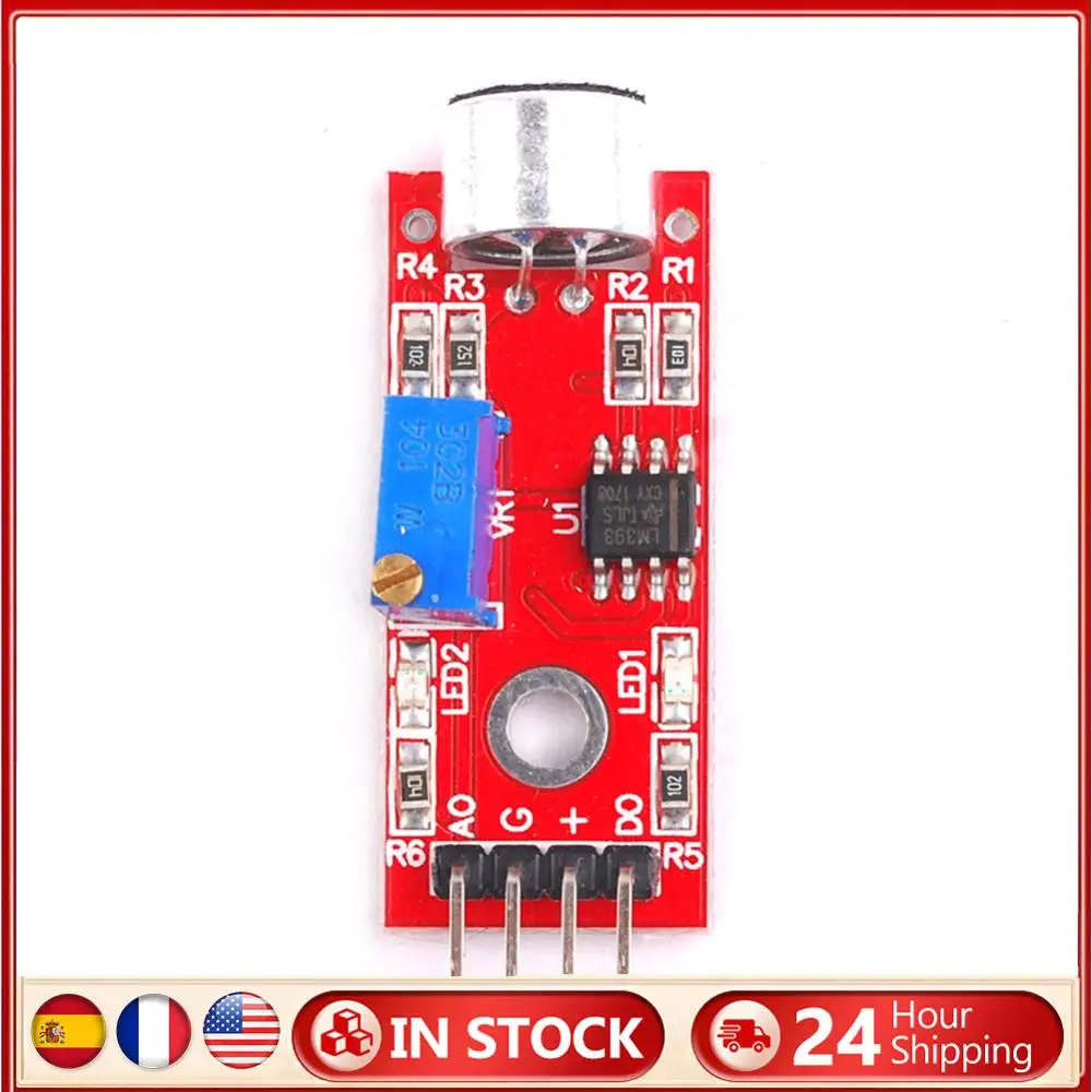 

Модуль обнаружения звукового датчика Высокочувствительный модуль датчика Индикация выхода сигнала LM393 для освещения с голосовым управлением