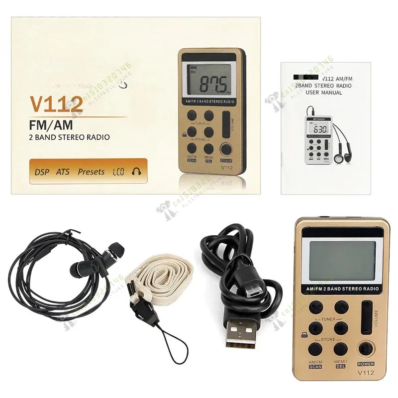 V-112 Draagbare Radio, Mini Goud Fmam