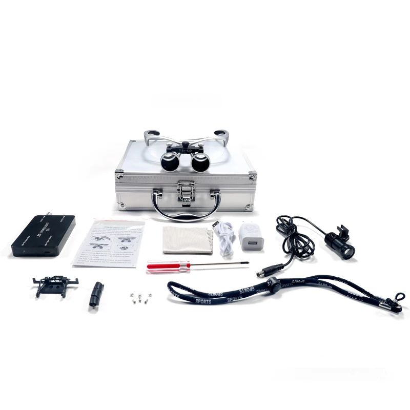 Binocular Dental Loupe Surgery Magnifier 3.5X-420x with Headlight LED Light Medical Operation Loupe Lamp for Precision Work