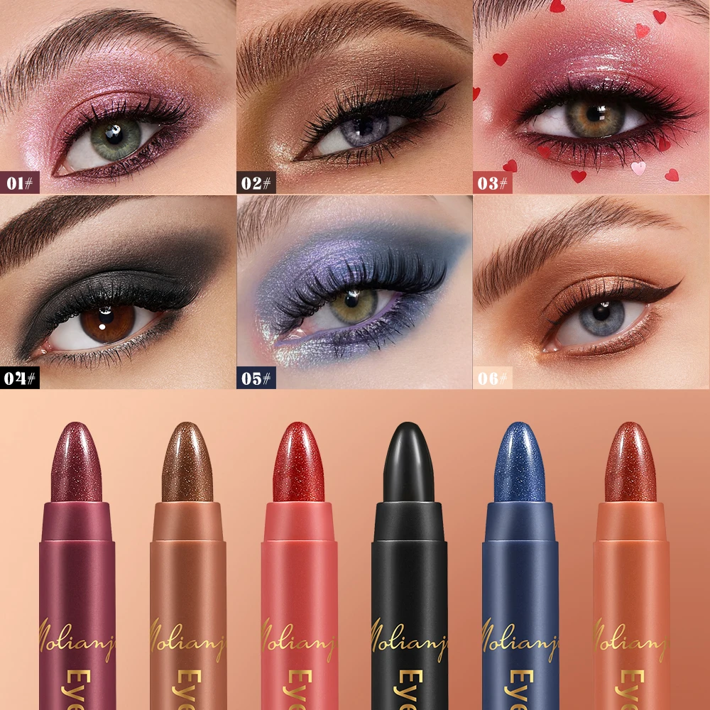 【6 Colors to Choose From!】Silky Smooth Long-Lasting Eyeshadow Stick, Pearlescent Brightening Dual-Ended Design, Portable for Touch-Ups, One Swipe for Intense Color Without Powder Fallout, Suitable for Daily Use/Dates/Music Festivals/Parties and Other Occasions