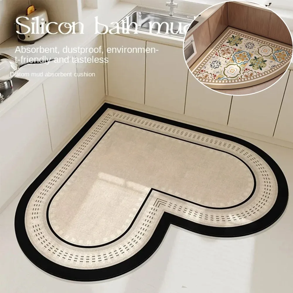 

Kitchen Mat Bathroom Carpet Floor Mat Washable and Anti Slip Heart Shape and Fan-shaped Carpet Home Decorate Kitchen Floor Mat