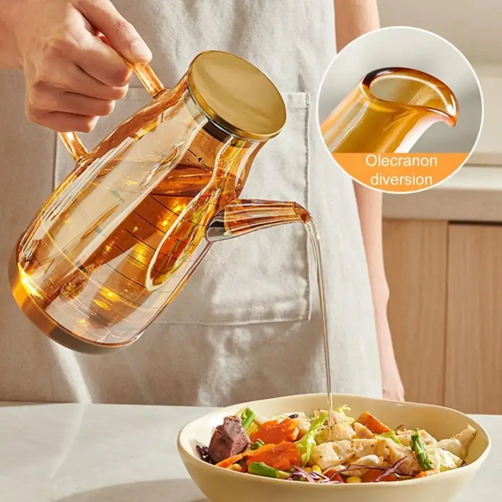 Botella de aceite de cocina de gran capacidad, dispensador de aceite de oliva a prueba de fugas, dispensador de aceite sin goteo, mango cómodo, olla para salsa de soja resistente al calor