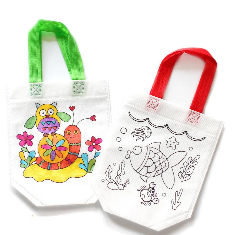 Kids DIY Drawing Craft Non-woven Bag Kindergarten Children Handmade Graffiti Drawing Toys for Boy Girl Gifts