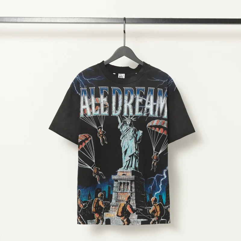 

Американский модный бренд, винтажная футболка с графическим принтом Valley, мужские хлопковые футболки высокого качества с короткими рукавами, повседневные свободные топы Teesz