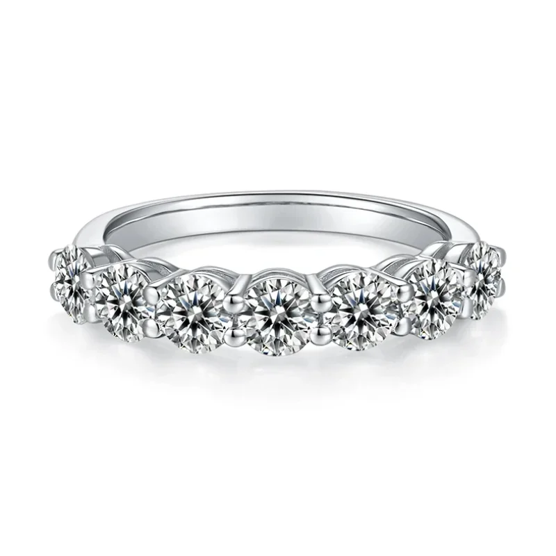 

925 Sterling Silver Round Oval Heart Emerald Princess Trillion Pear Cut Moissanite Half Eternity Band
